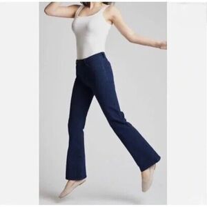 BETABRAND Yoga Denim Bootcut Wide Leg Pull On Pants Dark Indigo Stretch Size XL
